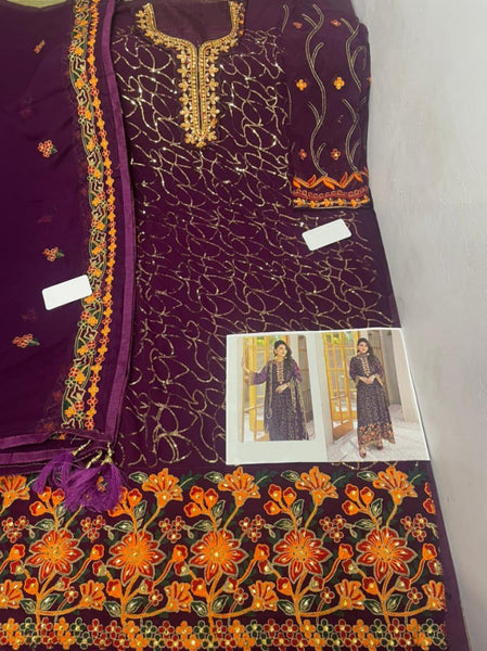 {Semi-Stitched} Heavy Beautiful Pakistani Georgette suit
