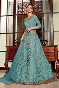 {Semi-Stitched} Heavy Beautiful Vaishnavi net, Coding, Stone Gown