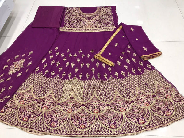 {Semi Stitched} Designer Fox Georgette with Satoon Embroidery work Suit