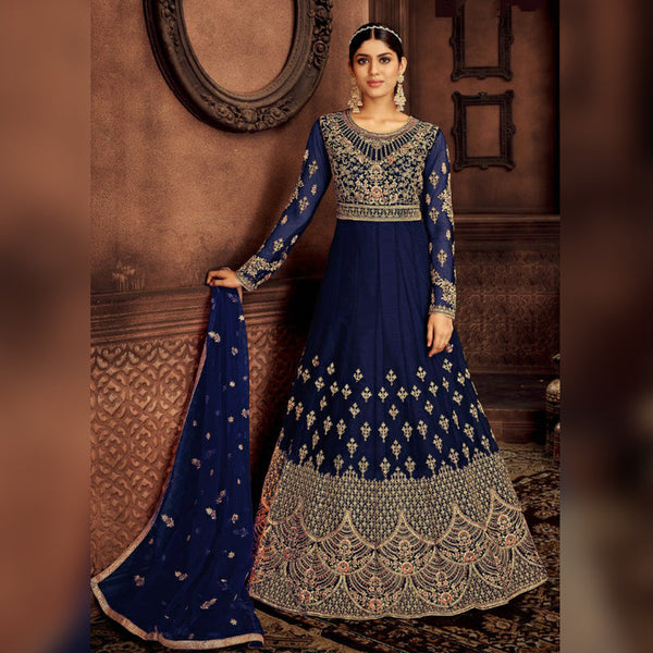 {Semi Stitched} Designer Fox Georgette with Satoon Embroidery work Suit