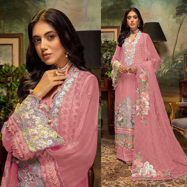 {Semi Stitched} Designer Fox Georgette with Floral Sequence Work Suit