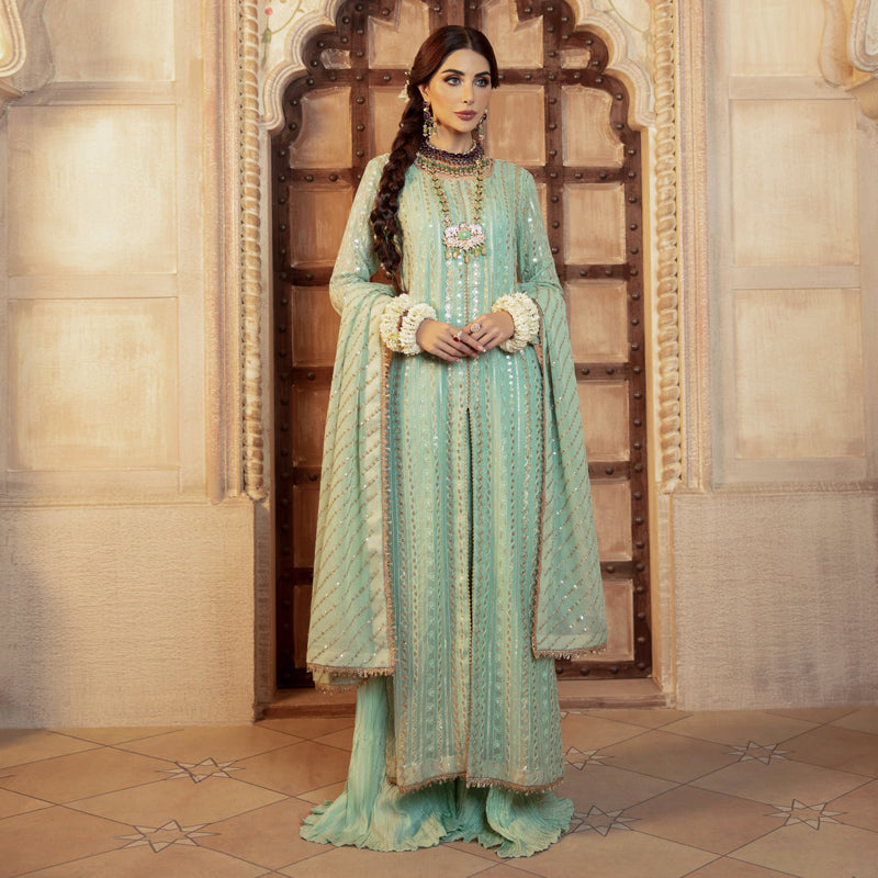 {Semi Stitched} Pakistani Beautifull Embroidery Work + Sequence Work Suit