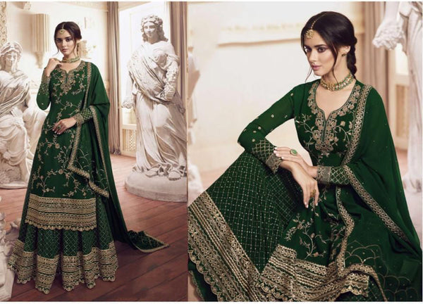 {Semi-Stitched} Beautifull Heavy Georgette Embroidery Work with Sequence work suit