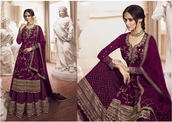 {Semi-Stitched} Beautifull Heavy Georgette Embroidery Work with Sequence work suit