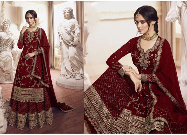 {Semi-Stitched} Beautifull Heavy Georgette Embroidery Work with Sequence work suit