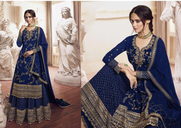 {Semi-Stitched} Beautifull Heavy Georgette Embroidery Work with Sequence work suit
