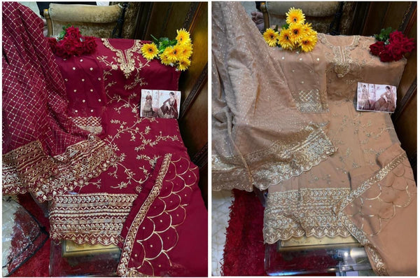 {Semi-Stitched} Beautifull Heavy Georgette Embroidery Work with Sequence work suit