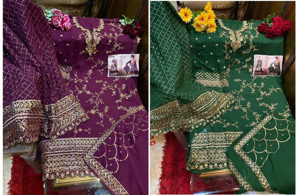 {Semi-Stitched} Beautifull Heavy Georgette Embroidery Work with Sequence work suit