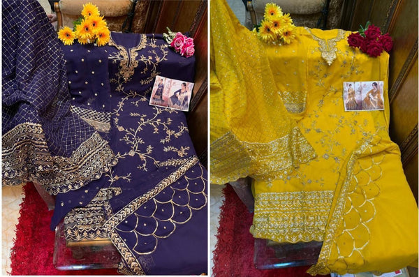 {Semi-Stitched} Beautifull Heavy Georgette Embroidery Work with Sequence work suit