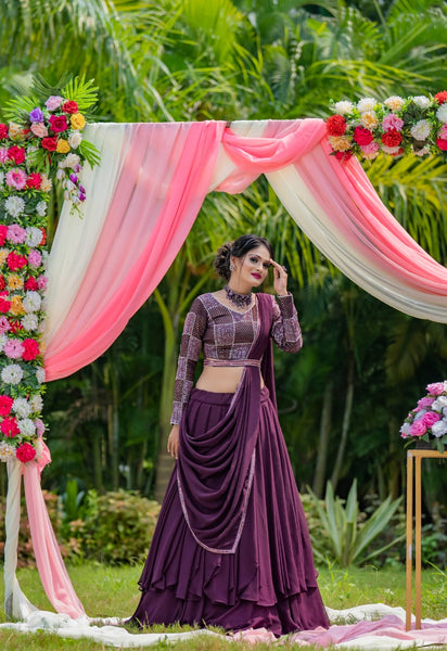 Beautiful Purple Georgette Lehenga (Semi-Stitch)