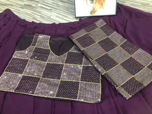 Beautiful Purple Georgette Lehenga (Semi-Stitch)
