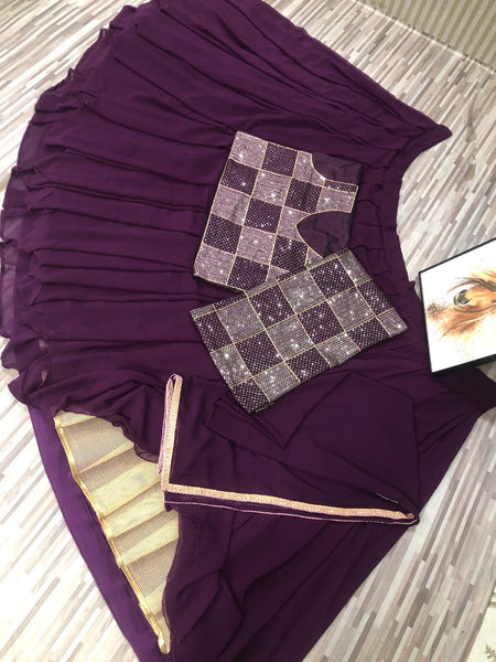 Beautiful Purple Georgette Lehenga (Semi-Stitch)