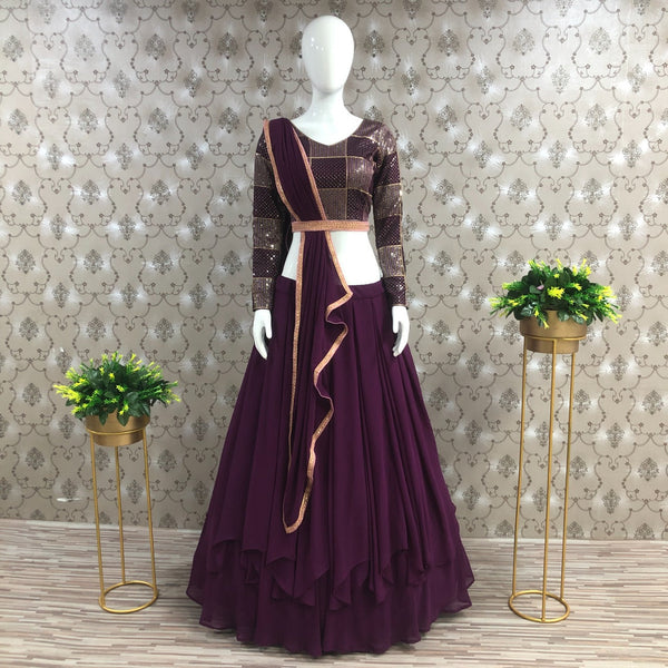 Beautiful Purple Georgette Lehenga (Semi-Stitch)