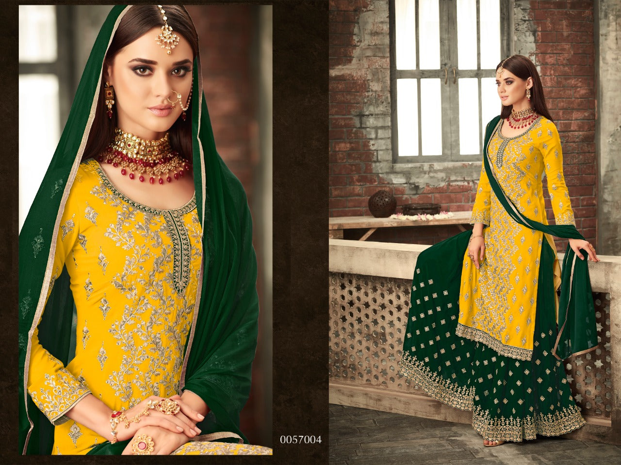 {Semi-Stitched} Beautiful Georgette with Embroidery work + Stone Suit
