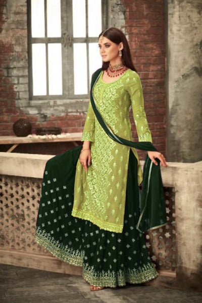{Semi-Stitched} Beautiful Georgette with Embroidery work + Stone Suit