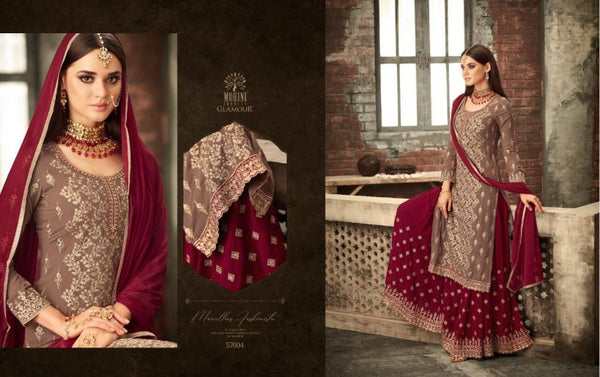 {Semi-Stitched} Beautiful Georgette with Embroidery work + Stone Suit