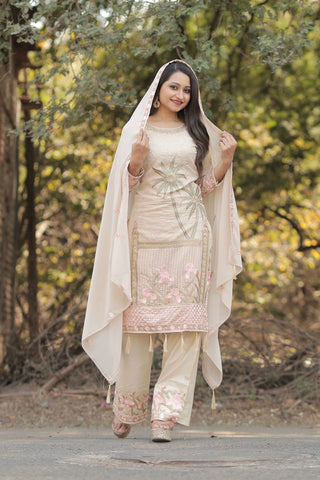 {Unstitched} Designer Embroiderid Worked Salwar Suit