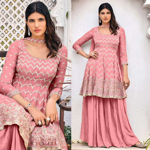 Heavy Blooming With Embroidery stitch Work Sharara Suit