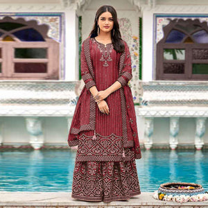 {SEMI-STITCHED} FAUX GEORGETTE HEAVY EMBROIDERERY WORK SUIT