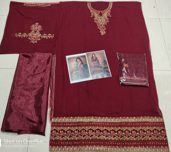 {Full-Stitched} Beautifull Faux Georgette Heavy Suit