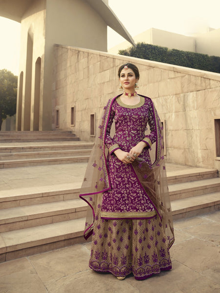 {Semi-Stitched} Beautifull Jacquard Silk and Back plain With Santoon Inner Suit