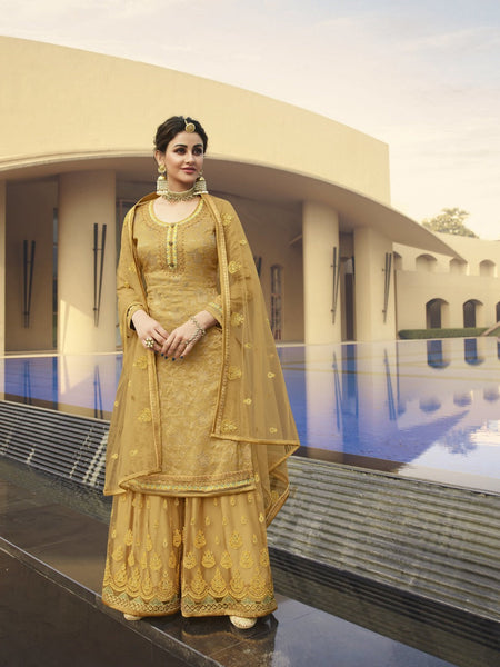 {Semi-Stitched} Beautifull Jacquard Silk and Back plain With Santoon Inner Suit