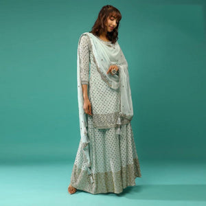 (Semi-Stitch)  Faux Georgette (With Embroidery Work + Beautiful  & Sequence Work)