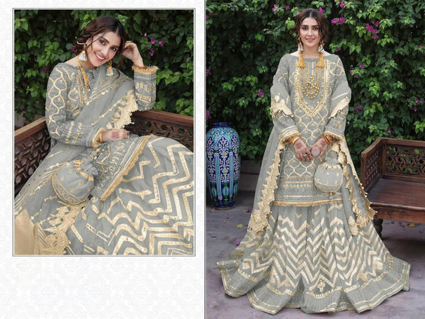 Fox Georgette Pakistani Derss With Net Bottom