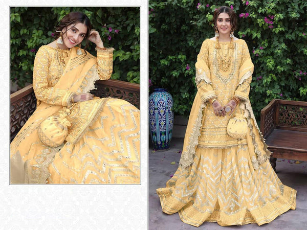 Fox Georgette Pakistani Derss With Net Bottom