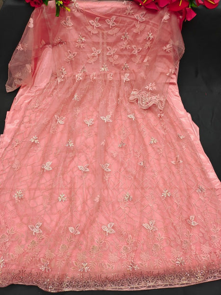 Butterfly Net With Embroidery + Siqunce Work + Stone Work (Front + Back Work) Suit