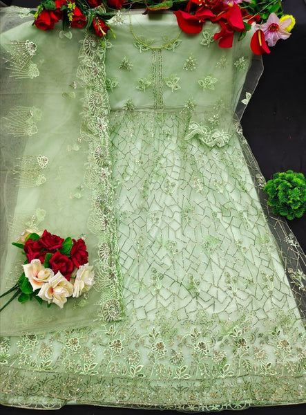 Butterfly Net With Embroidery + Siqunce Work + Stone Work (Front + Back Work) Suit