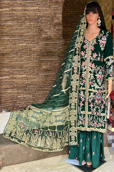 UNSTICHED  FOX GEORGETTE SEMI STICHED SEQUENCE AND EMBROIDERY WORK SUIT