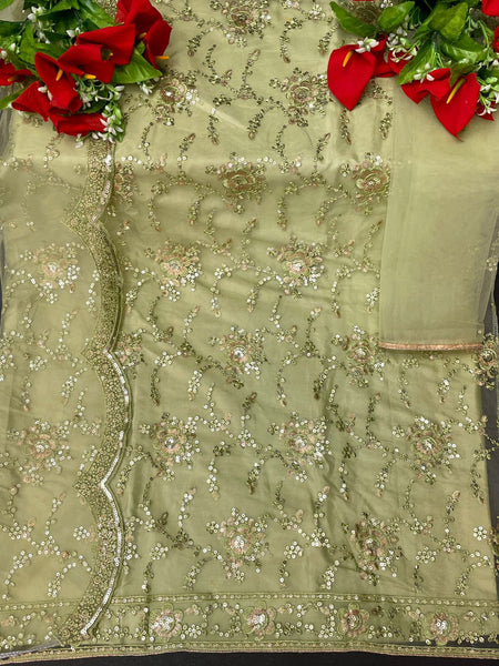 Semi Stitched Heavy Butterfly Net With Embroidery Work With 3mm Sequence Work Suit