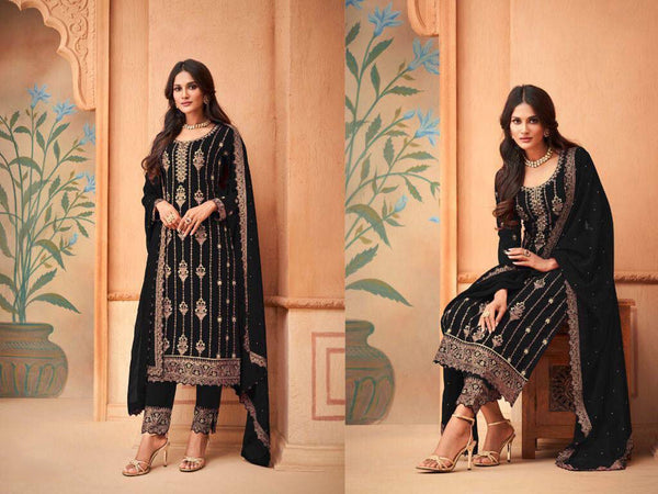Semi Stitched  Heavy Faux Georgette with Embroidery Thread work Suit