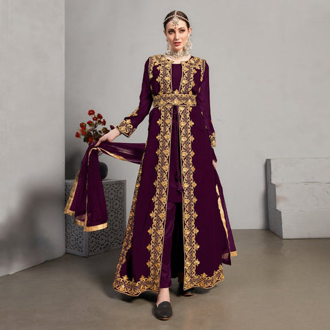 Koti concept Faux Georgette with embroidery work + Heavy stone work Suit