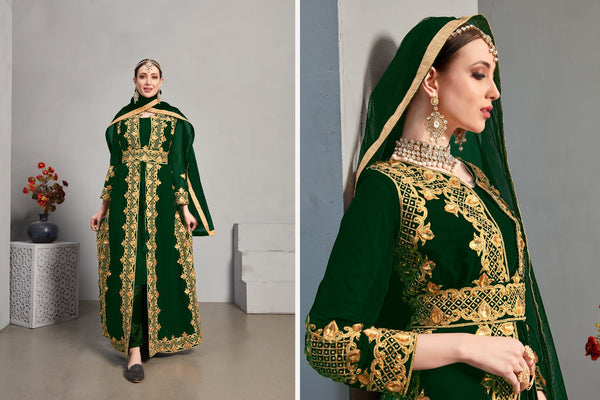 Koti concept Faux Georgette with embroidery work + Heavy stone work Suit