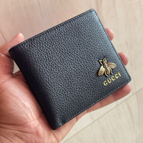 Premium Animalier Black Leather Bi-fold Men Wallet