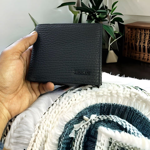 Mens Wallet Black Leather Plain