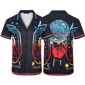 Graphic-Print Silk Half Sleeves Shirt