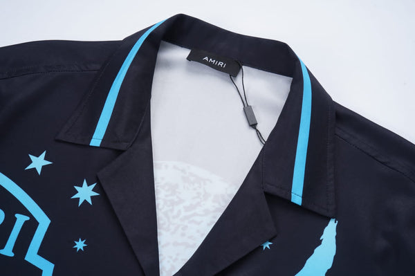 Graphic-Print Silk Half Sleeves Shirt