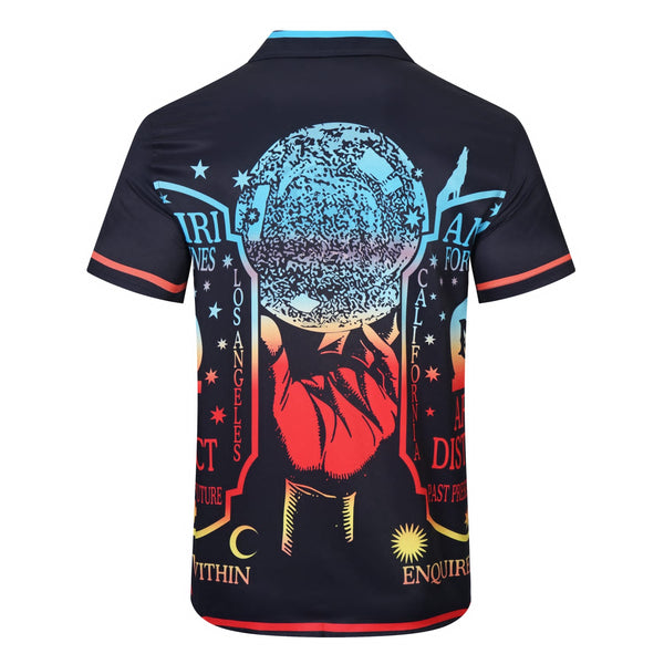Graphic-Print Silk Half Sleeves Shirt