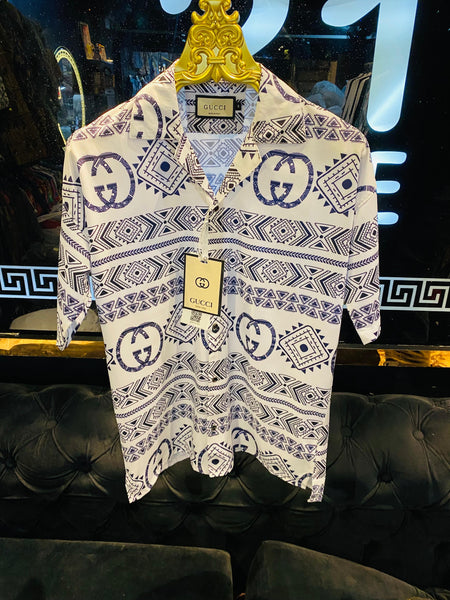 Men White Drop Shoulder Abstract Print Shirt