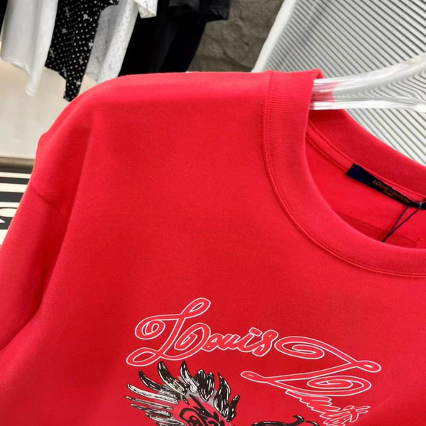 Premium  Dragon Face Red Drop Shoulder Tee