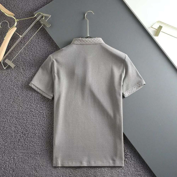 Luxurious  Embossed Collar  T-shirt with Embroidered Logo