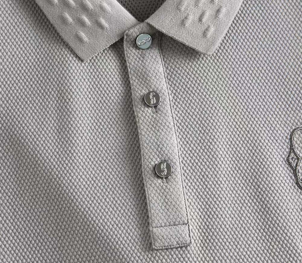 Luxurious  Embossed Collar  T-shirt with Embroidered Logo