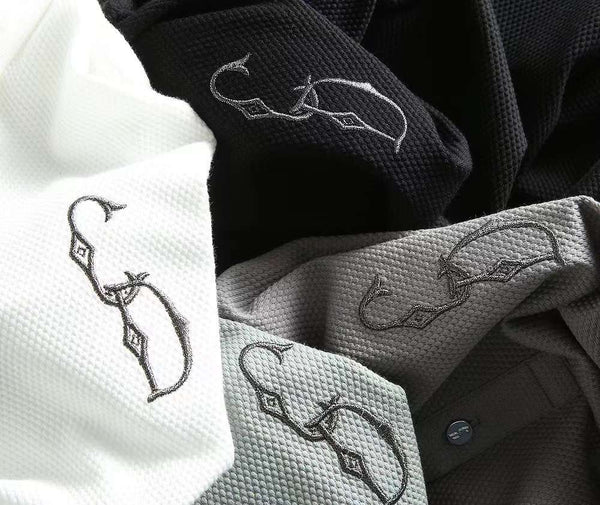 Luxurious  Embossed Collar  T-shirt with Embroidered Logo