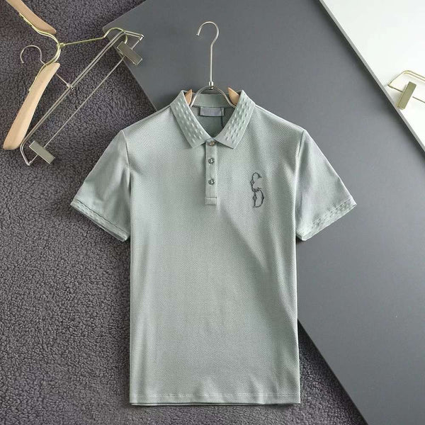 Luxurious  Embossed Collar  T-shirt with Embroidered Logo