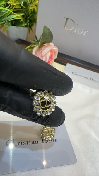 Gold-Finish Metal with White Resin Pearls and Silver-Tone Crystals