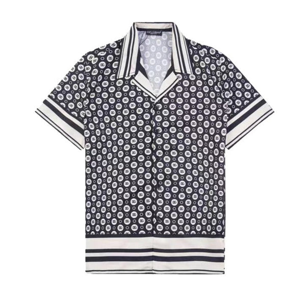 Luxury Twill Hawaiian With DG Logo Print Drop Shoulder Shirt