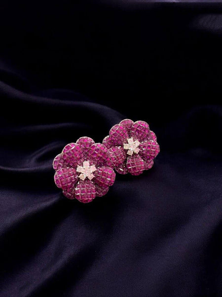 Crystal Diamond  Cut Floral Earrings